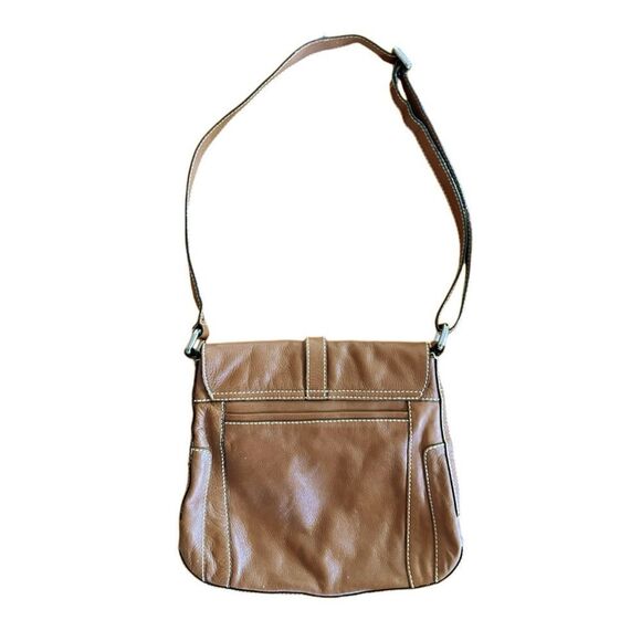 FOSSIL Womens Explorer Messenger Brown Distressed Leather Medium Fold Over Bag - Picture 2 of 8